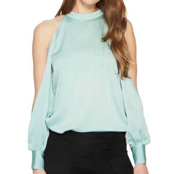 1. State Tops - 1. State Cold Shoulder Slit Sleeve High Neck Top